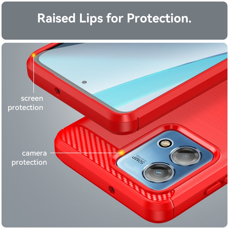 For Motorola Moto G Stylus 2023 4G Brushed Texture Carbon Fiber TPU Phone Case(Red) by buy2fix