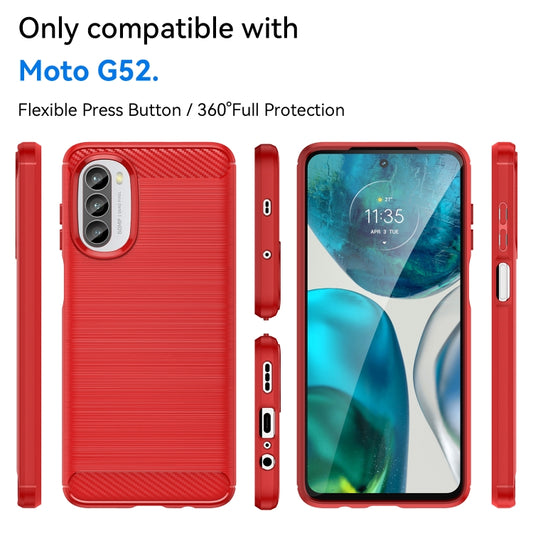 For Motorola Moto G52 Brushed Texture Carbon Fiber TPU Phone Case(Red) by buy2fix