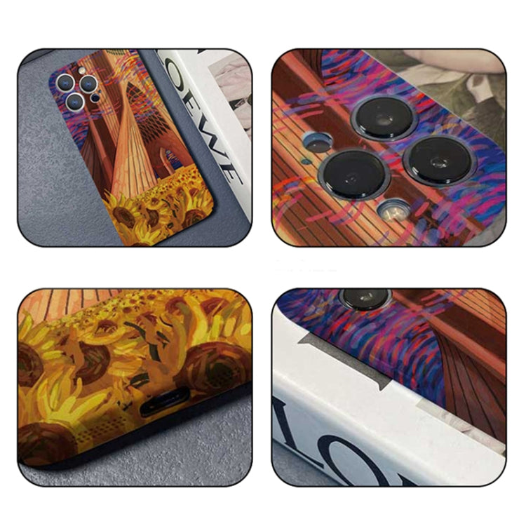 For iPhone 13 mini Precise Hole Oil Painting Pattern PC Phone Case(Architectural Painting) by buy2fix