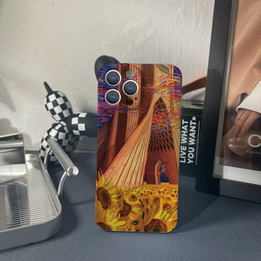 For iPhone 12 mini Precise Hole Oil Painting Pattern PC Phone Case(Architectural Painting) by buy2fix