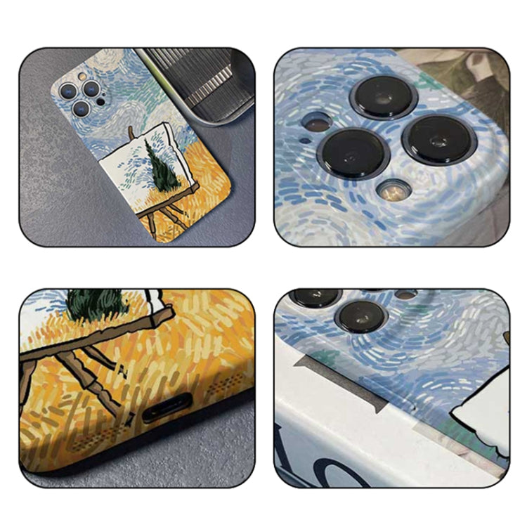 For iPhone 12 Precise Hole Oil Painting Pattern PC Phone Case(Landscape Painting) by buy2fix