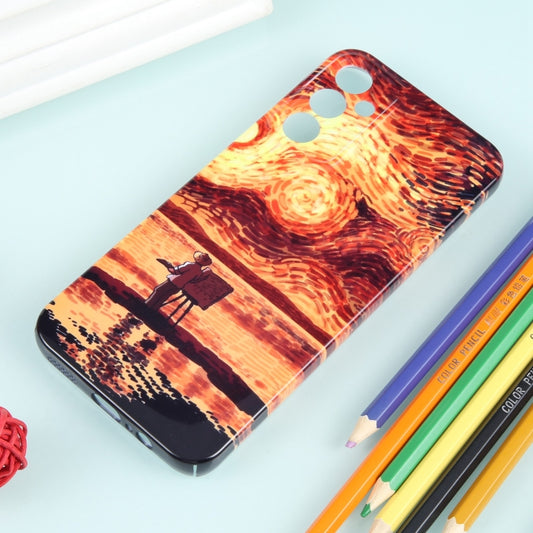 For Samsung Galaxy S23+ 5G Precise Hole Oil Painting Pattern PC Phone Case(Sunset) by buy2fix