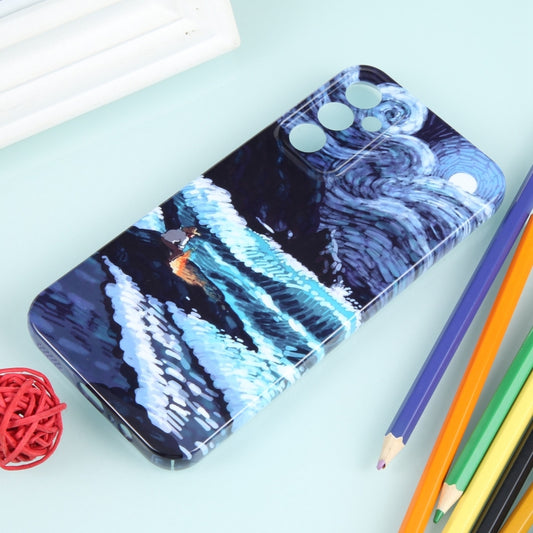 For Samsung Galaxy S23+ 5G Precise Hole Oil Painting Pattern PC Phone Case(Sea Wave) by buy2fix