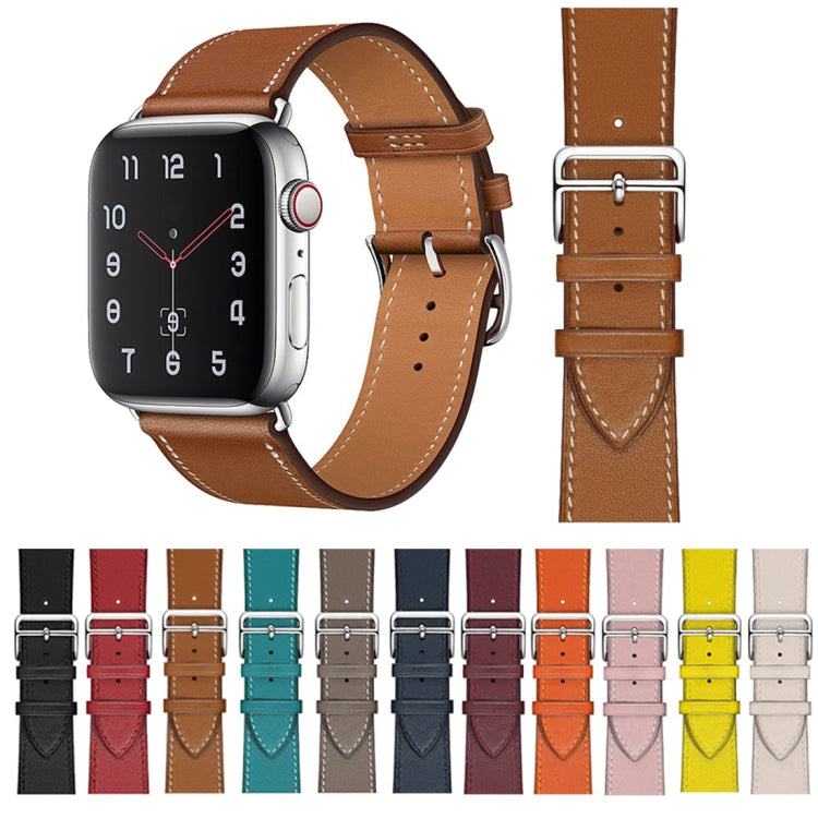 For Apple Watch Series 7 45mm / 6 & SE & 5 & 4 44mm / 3 & 2 & 1 42mm Leather Watch Band(Pink) by buy2fix