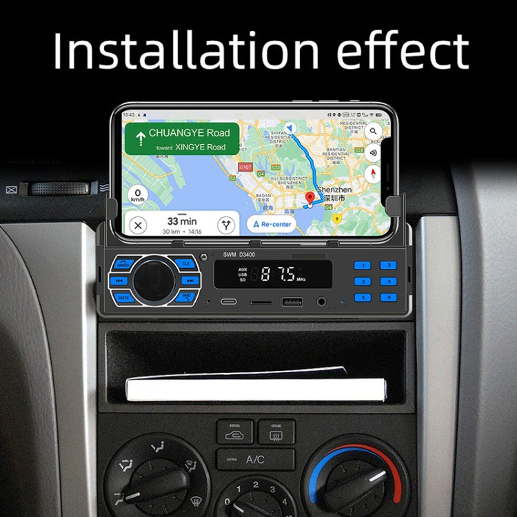 SWM D3400 Car Bluetooth MP3 Player Support Smart Voice Assistant / FM(Black) by buy2fix