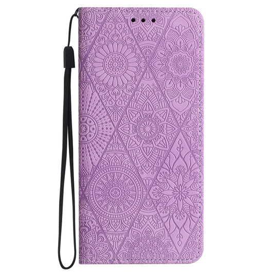 For Redmi Note 12 4G Global Ethnic Embossed Adsorption Leather Phone Case(Purple) by buy2fix