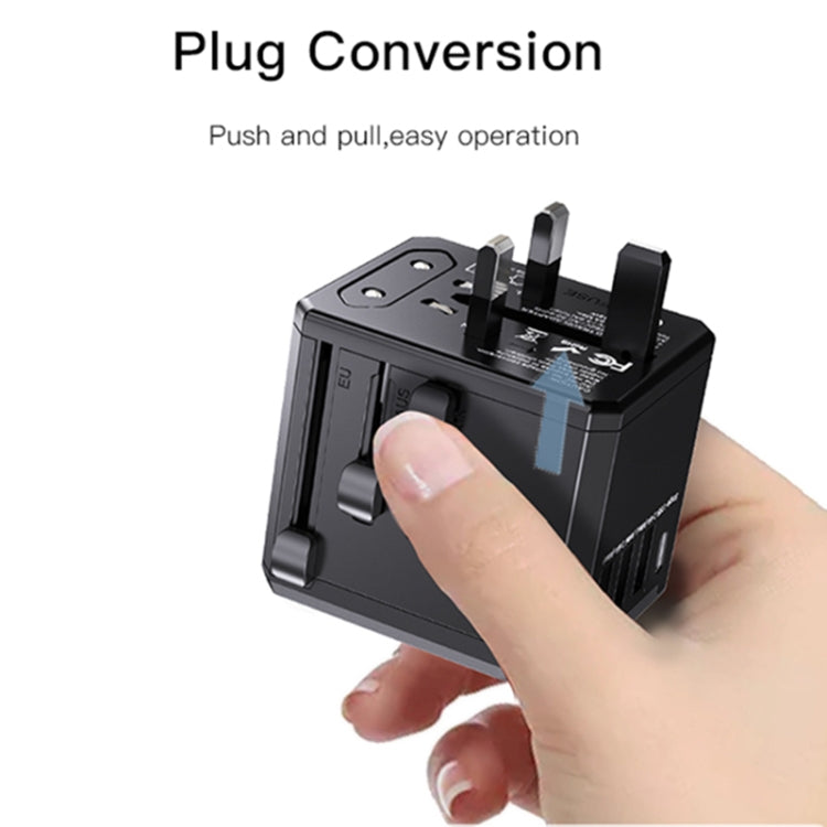Yesido MC-10 3 USB + Type-C Ports Multi-function Universal Travel Adapter Plug(Black) by Yesido