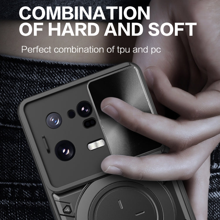 For Xiaomi 13 Pro CD Texture Sliding Camshield Magnetic Holder Phone Case(Black) by buy2fix