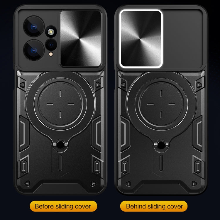 For Xiaomi Redmi Note 12 4G CD Texture Sliding Camshield Magnetic Holder Phone Case(Blue) by buy2fix