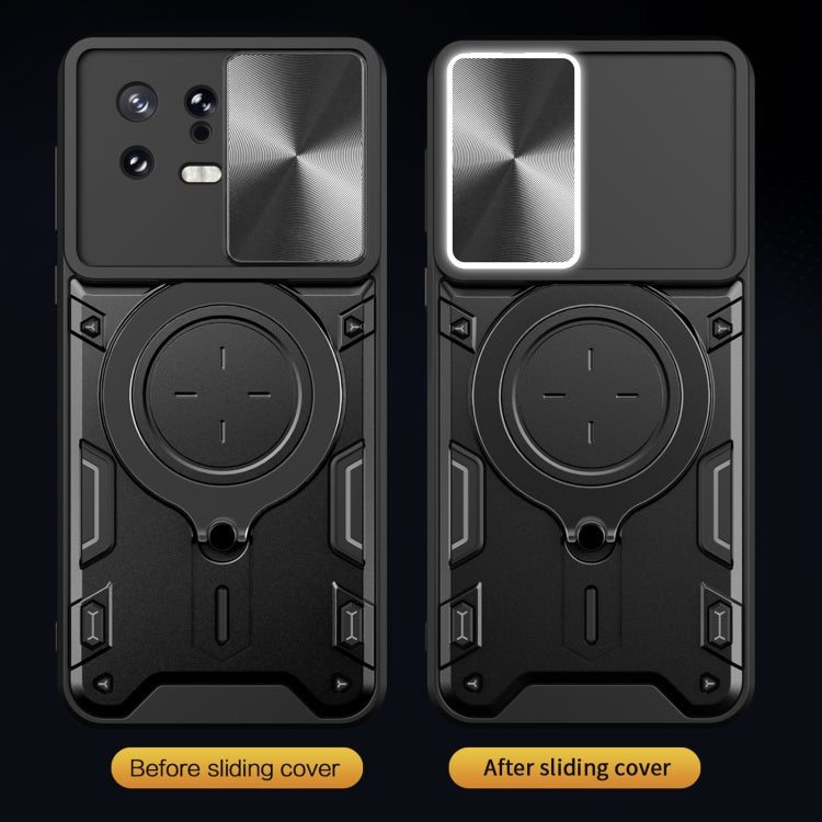 For Xiaomi 13 CD Texture Sliding Camshield Magnetic Holder Phone Case(Pink) by buy2fix