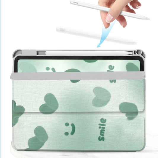 For iPad 2025 / 2022 720 Rotation Magnetic Painted Leather Smart Tablet Case(Green Heart) by buy2fix