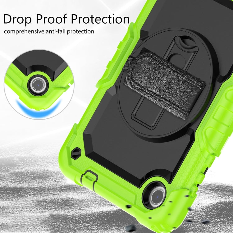 For Lenovo Tab M8 4th Gen Silicone Hybrid PC Tablet Case with Shoulder Strap(Yellow Green) by buy2fix