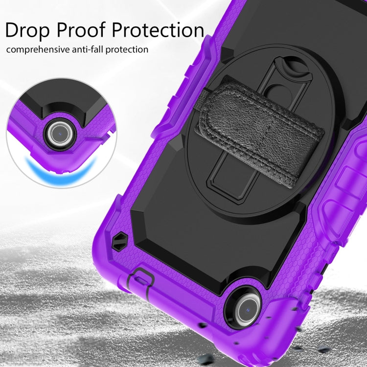 For Lenovo Tab M8 4th Gen Silicone Hybrid PC Tablet Case with Shoulder Strap(Purple) by buy2fix