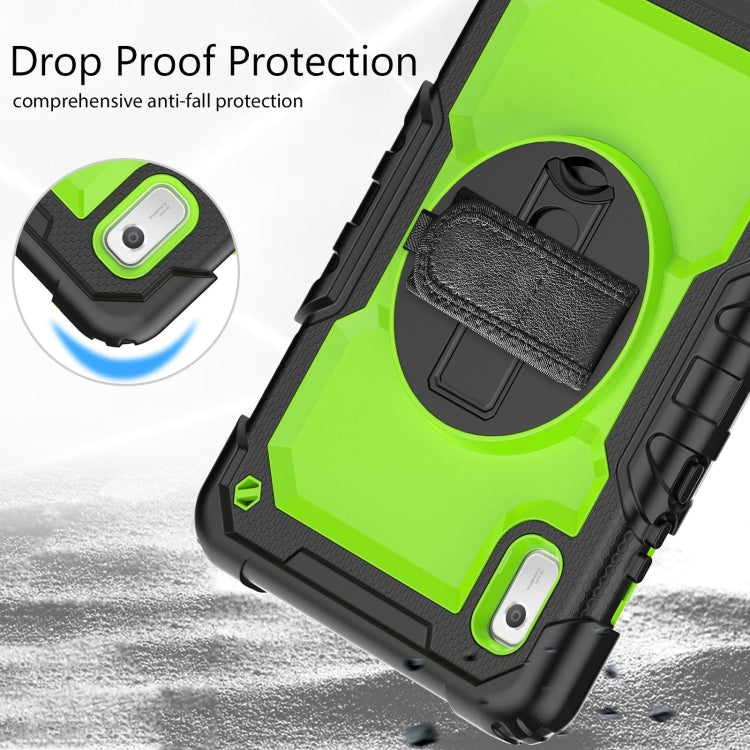 For Lenovo Tab M9 Silicone Hybrid PC Tablet Case with Shoulder Strap(Yellow Green PC) by buy2fix