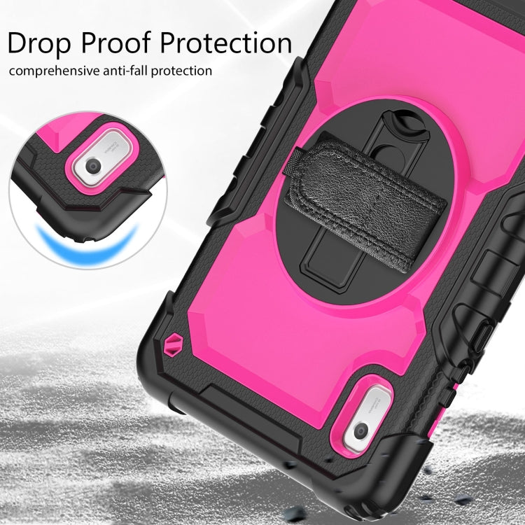 For Lenovo Tab M9 Silicone Hybrid PC Tablet Case with Shoulder Strap(Rose Red PC) by buy2fix