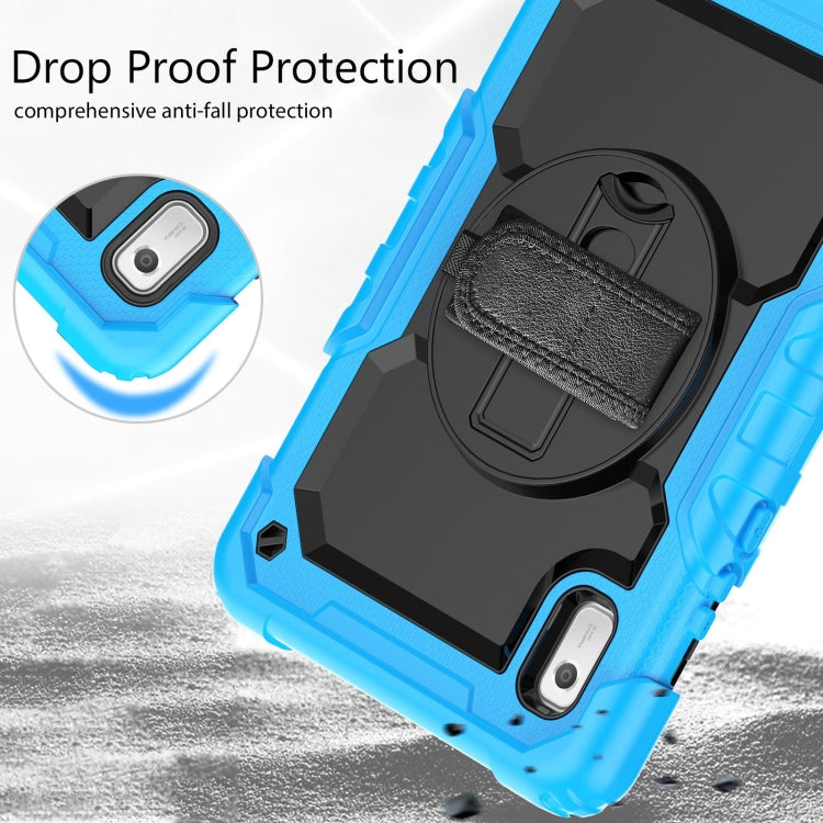 For Lenovo Tab M9 Silicone Hybrid PC Tablet Case with Shoulder Strap(Light Blue) by buy2fix