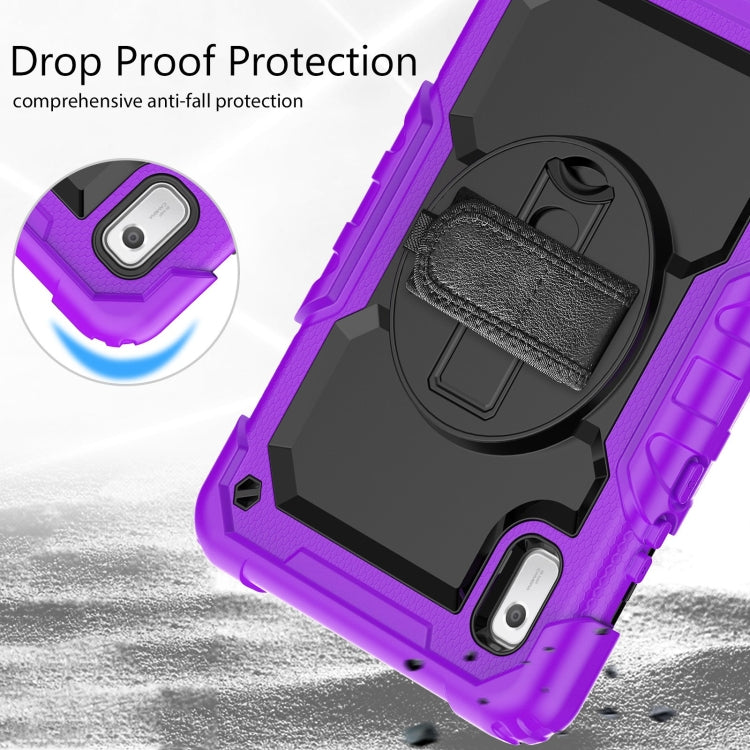 For Lenovo Tab M9 Silicone Hybrid PC Tablet Case with Shoulder Strap(Purple) by buy2fix