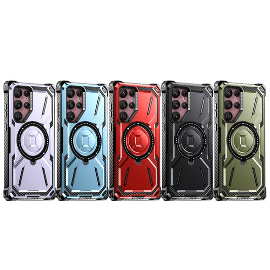 For Samsung Galaxy S21+ 5G Armor Series Holder Phone Case with Back Clip(Red) by buy2fix