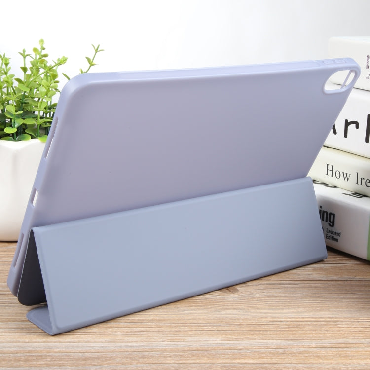 For iPad 10.9 2022 / Air 5 / Air 4 GEBEI 3-folding Holder Shockproof Flip Leather Tablet Case(Light Purple) by GEBEI
