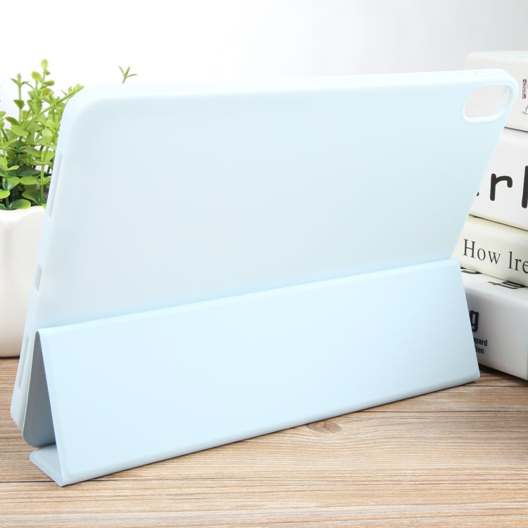 For iPad 10.9 2022 / Air 5 / Air 4 GEBEI 3-folding Holder Shockproof Flip Leather Tablet Case(Sky Blue) by GEBEI