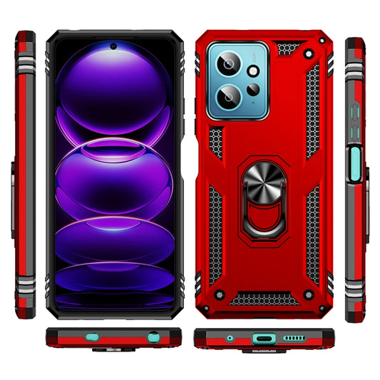For Xiaomi Redmi Note 12 4G Global Shockproof TPU + PC Phone Case with Holder(Red) by buy2fix