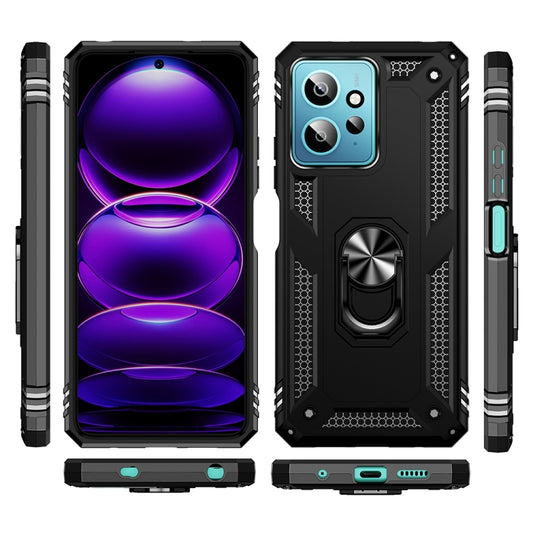 For Xiaomi Redmi Note 12 4G Global Shockproof TPU + PC Phone Case with Holder(Black) by buy2fix
