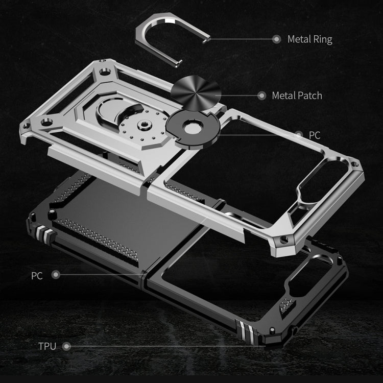 For Samsung Galaxy Z Flip5 Shockproof TPU + PC Phone Case with Holder(Silver) by buy2fix