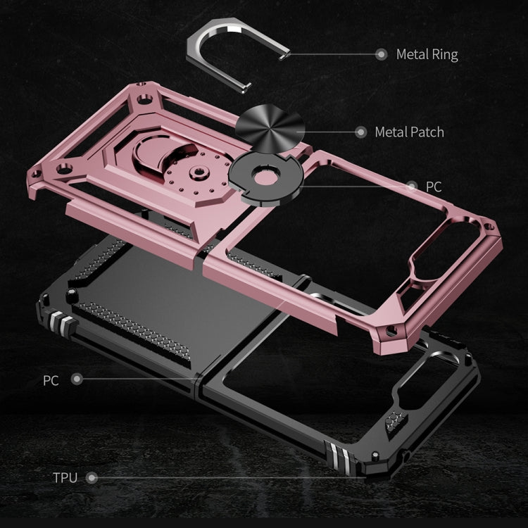 For Samsung Galaxy Z Flip5 Shockproof TPU + PC Phone Case with Holder(Rose Gold) by buy2fix