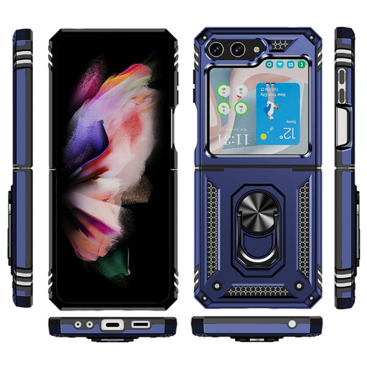 For Samsung Galaxy Z Flip5 Shockproof TPU + PC Phone Case with Holder(Blue) by buy2fix