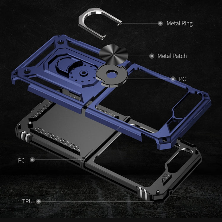 For Samsung Galaxy Z Flip5 Shockproof TPU + PC Phone Case with Holder(Blue) by buy2fix