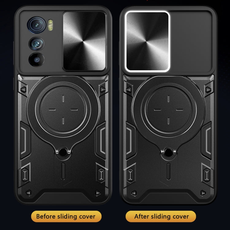 For Motorola Edge 30 CD Texture Sliding Camshield Magnetic Holder Phone Case(Blue) by buy2fix