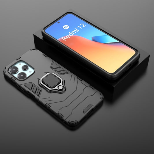 For Xiaomi Redmi 12 4G Magnetic Ring Holder PC + TPU Phone Case(Black) by buy2fix