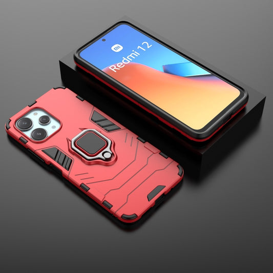 For Xiaomi Redmi 12 4G Magnetic Ring Holder PC + TPU Phone Case(Red) by buy2fix
