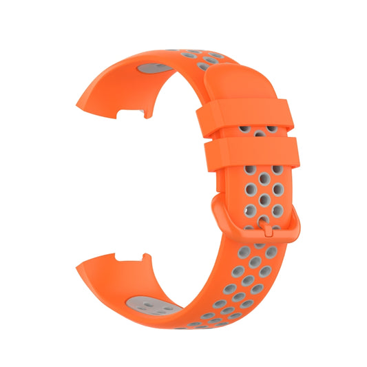 For Fitbit Charge 4 / Charge 3 / Charge 3 SE Watch Button Two Colors Silicone Replacement Strap Watchband(Orange Grey) by buy2fix