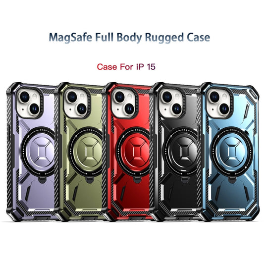 For iPhone 15 Armor Series Holder Phone Case(Red) by buy2fix