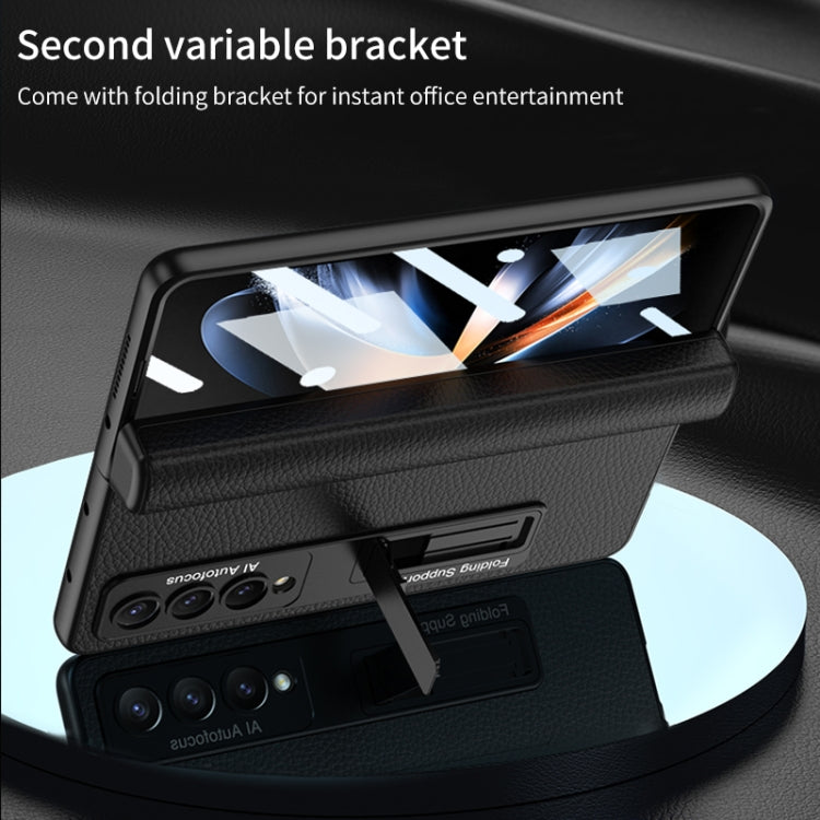 For Samsung Galaxy Z Fold4 GKK Integrated Fold Hinge Leather Phone Case with Holder(Green) by GKK