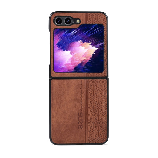 For Samsung Galaxy Z Flip5 AZNS 3D Embossed Skin Feel Phone Case(Brown) by AZNS