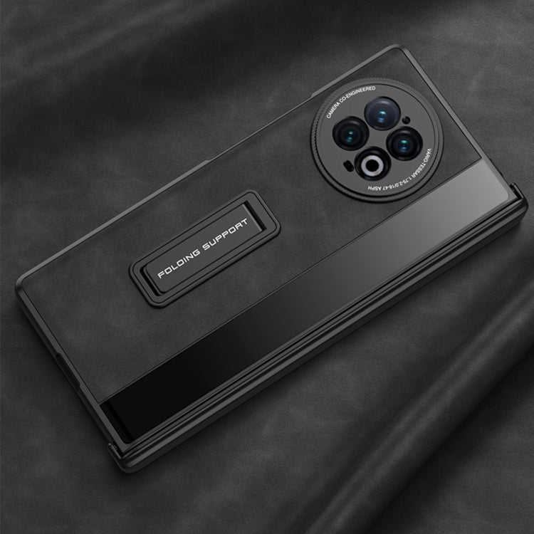 For vivo X Fold2 GKK Integrated Frosted Fold Hinge Leather Phone Case with Holder(Black) by GKK