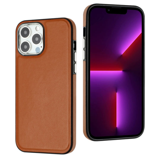 For iPhone 15 Pro Max Leather Texture Full Coverage Phone Case(Brown) by buy2fix