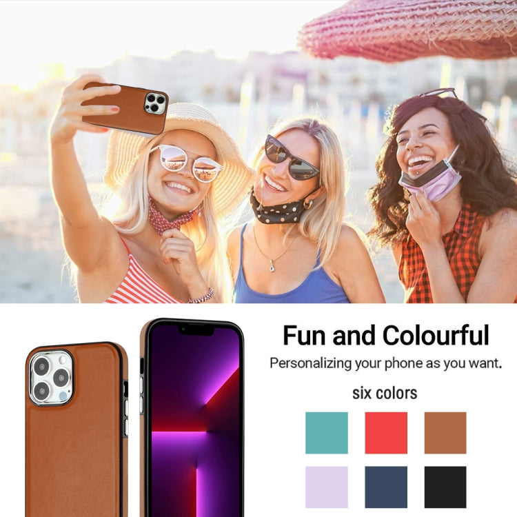 For iPhone 15 Pro Max Leather Texture Full Coverage Phone Case(Brown) by buy2fix