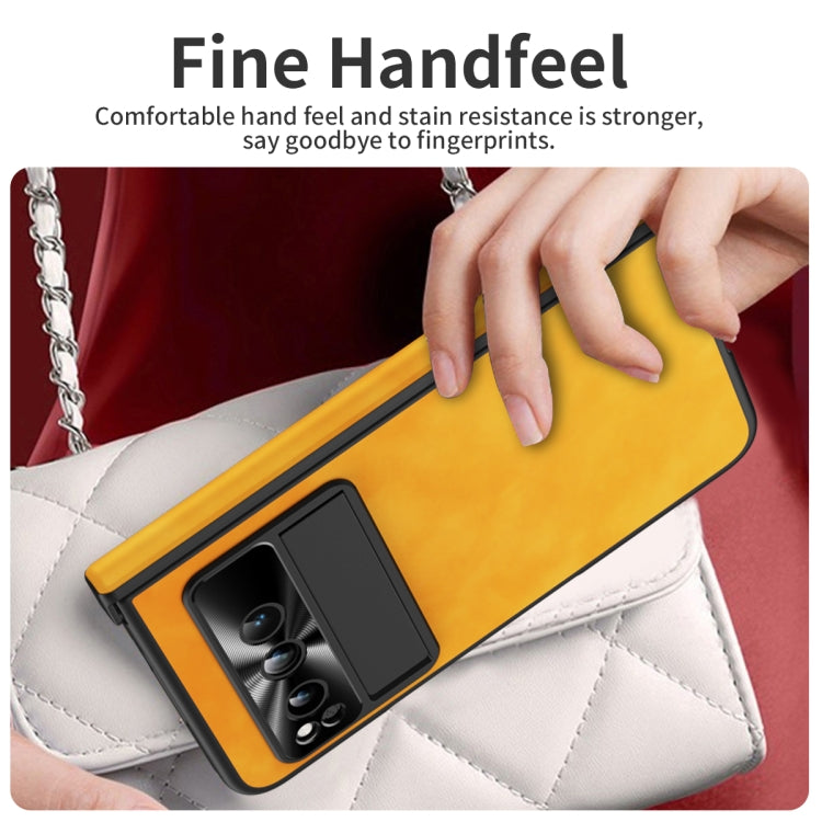 For Google Pixel Fold Napa Texture All-inclusive Phone Case(Yellow) by buy2fix