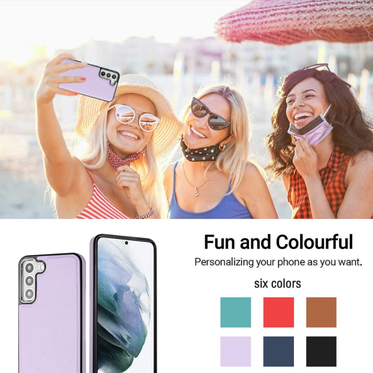 For Samsung Galaxy S22+ 5G Leather Texture Full Coverage Phone Case(Purple) by buy2fix