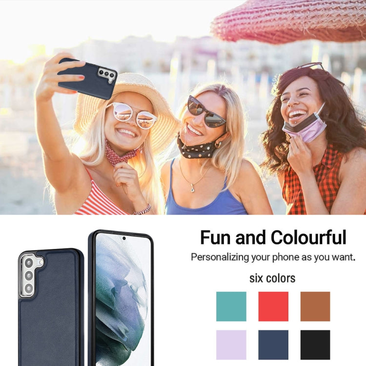 For Samsung Galaxy S23 Leather Texture Full Coverage Phone Case(Blue) by buy2fix