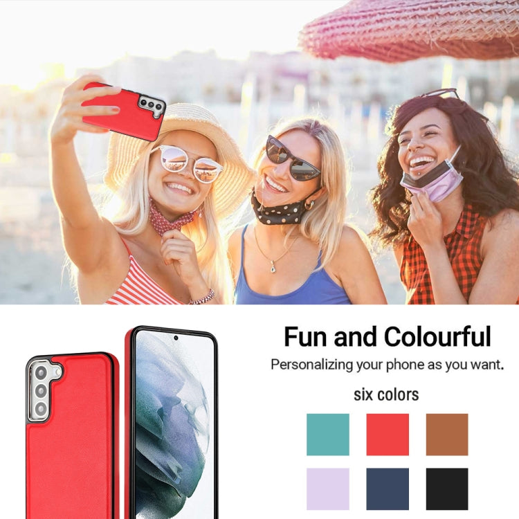 For Samsung Galaxy S23+ Leather Texture Full Coverage Phone Case(Red) by buy2fix