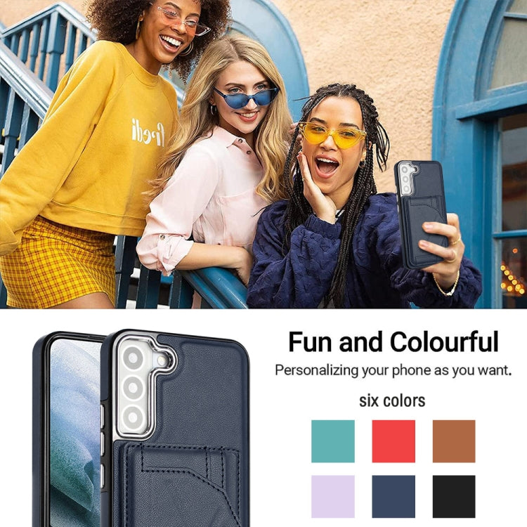 For Samsung Galaxy S23+ Shockproof Leather Phone Case with Card Holder(Blue) by buy2fix