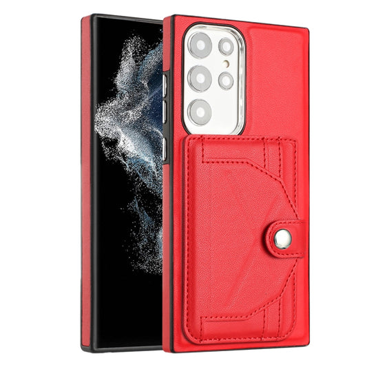 For Samsung Galaxy S22 Ultra 5G Shockproof Leather Phone Case with Card Holder(Red) by buy2fix