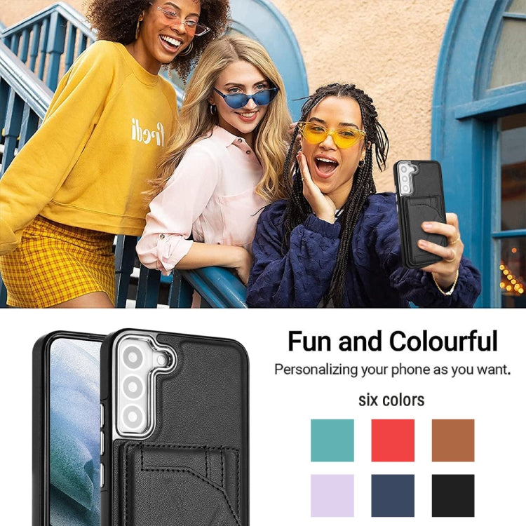 For Samsung Galaxy S22+ 5G Shockproof Leather Phone Case with Card Holder(Black) by buy2fix