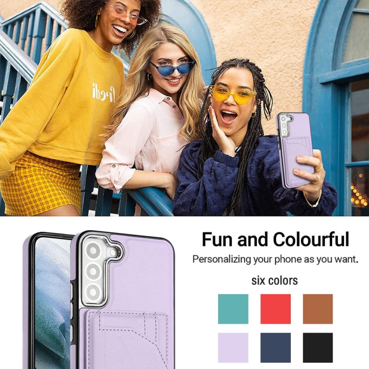 For Samsung Galaxy S22 5G Shockproof Leather Phone Case with Card Holder(Purple) by buy2fix