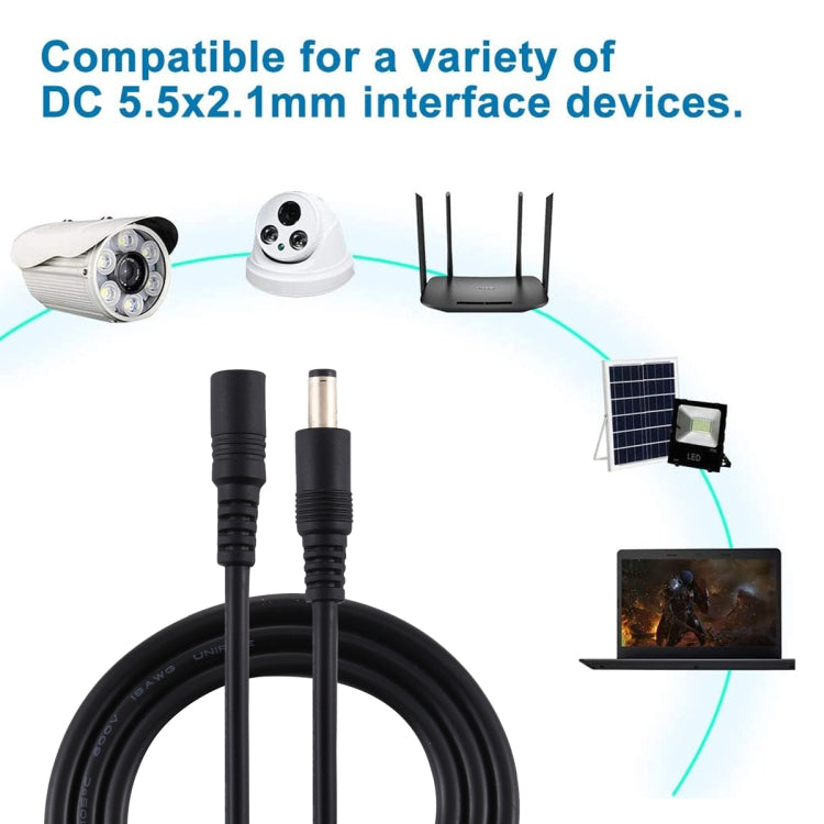 8A 5.5 x 2.1mm Female to Male DC Power Extension Cable(Black) by buy2fix