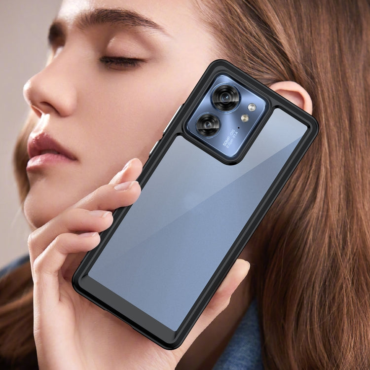 For Motorola Edge 40 Colorful Series Acrylic Hybrid TPU Phone Case(Black) by buy2fix